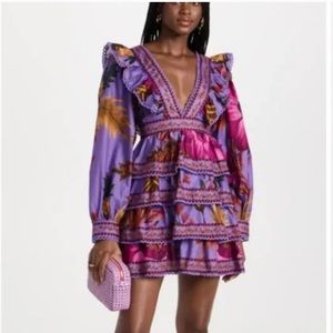 Farm Rio Purple Flower Mini Dress